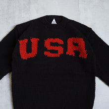 画像をギャラリービューアに読み込む, USA HAND KNIT CREW - BLACK -