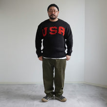 画像をギャラリービューアに読み込む, USA HAND KNIT CREW - BLACK -