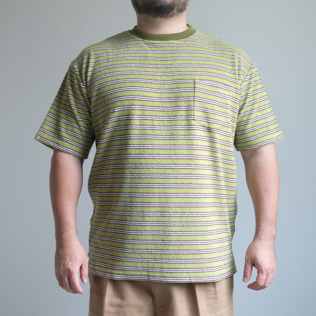 TOWN CRAFT HEAVY PILE BORDER TEE　グリーン　パイルTシャツ　大きいサイズ　ビッグサイズ　大きいサイズメンズ　テングストア大阪