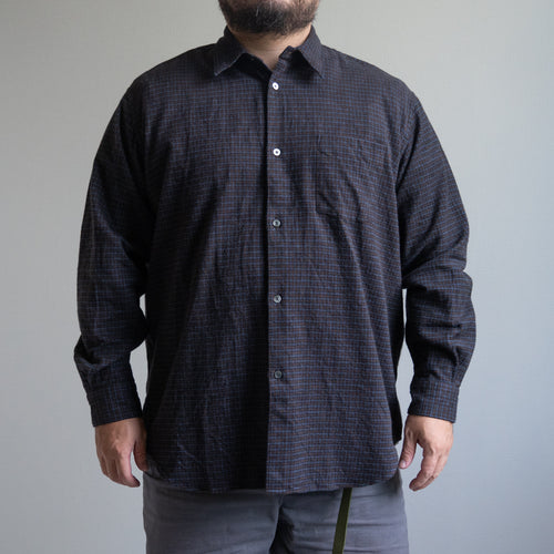 FUJITO B/S WORK SHIRT　ブラウンチェック　大きめサイズ　ビッグサイズ　シャツ　大きいサイズメンズ　テングストア大阪