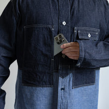 画像をギャラリービューアに読み込む, NIGEL CABOURN　UTILITY SHIRT TYPE2 　10oz DENIM　インディゴ　シャツ　大きいサイズ　メンズ　テングストア大阪
