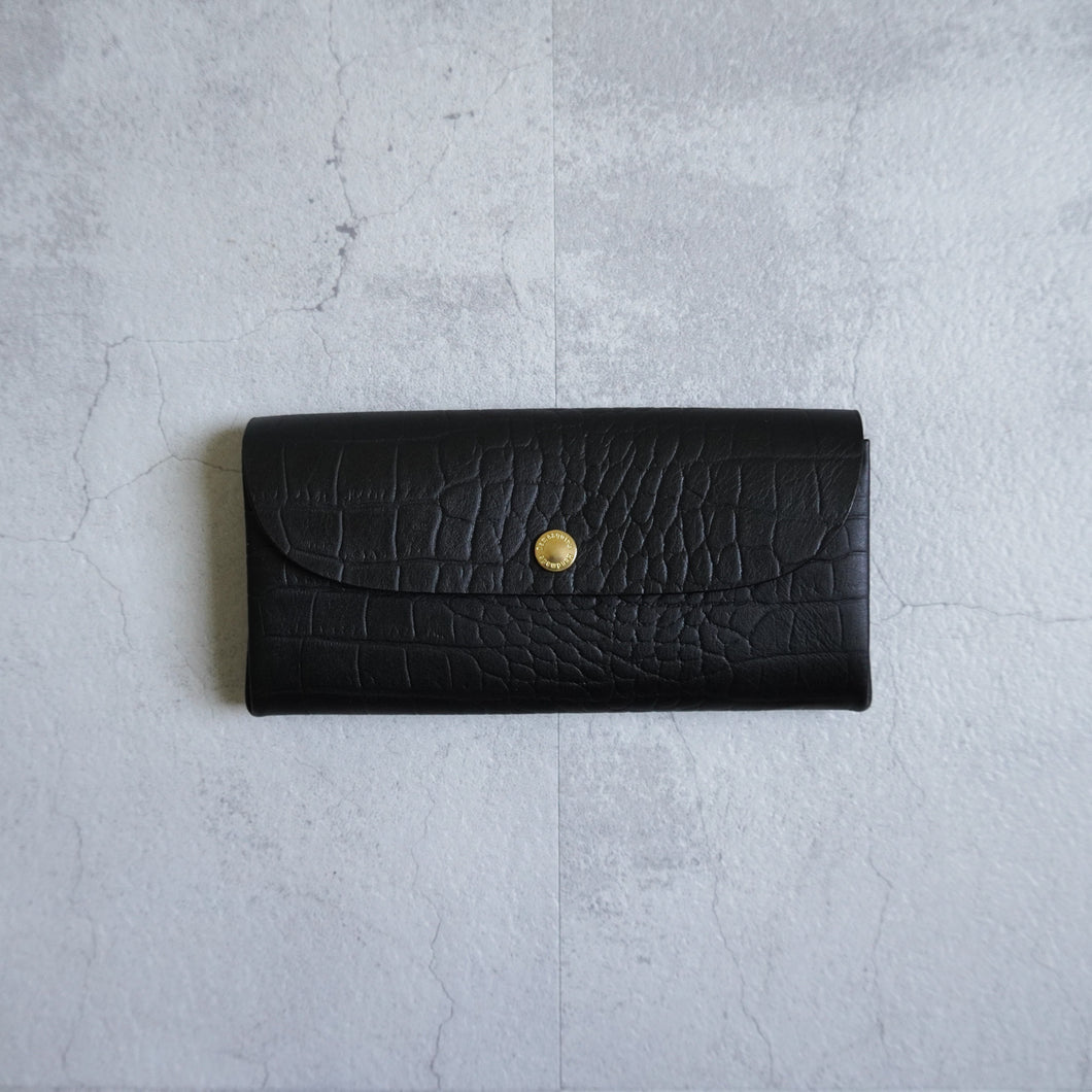 Embossing One Leather Wallet -Black-