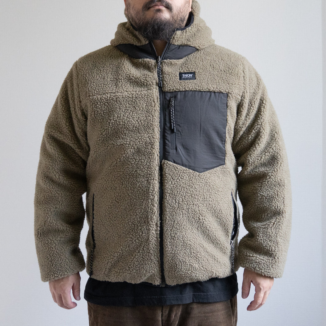 MOUNTAIN REVERSIBLE DOWN  BOA HOODIE- BLACK×BEIGE-