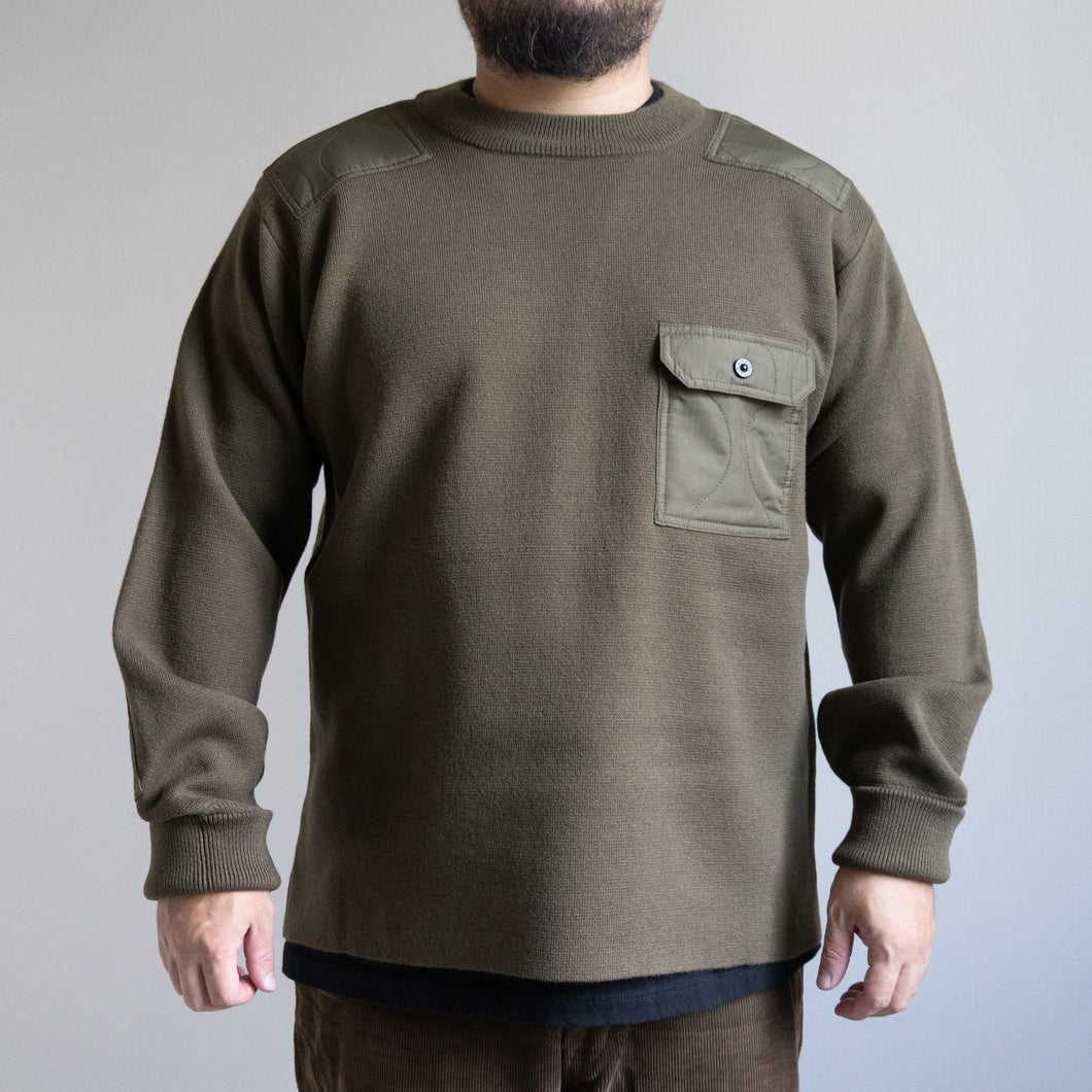 NON DOWN MILITARY CREW KNIT - D.OLIVE -