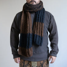 画像をギャラリービューアに読み込む, HAND KNIT LONG MUFFLER - BLACK × BROWN MIX -
