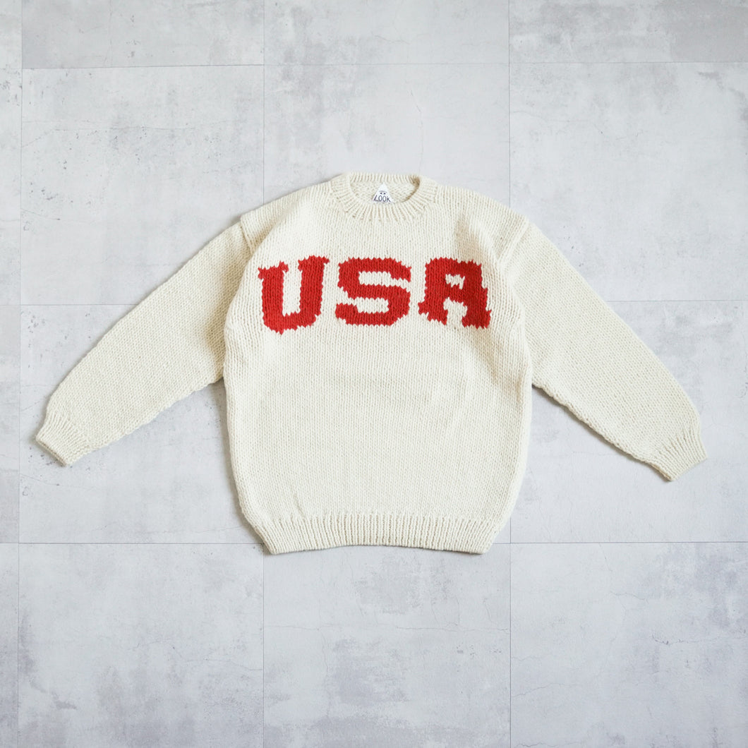 USA Hand Knit Crew -White-