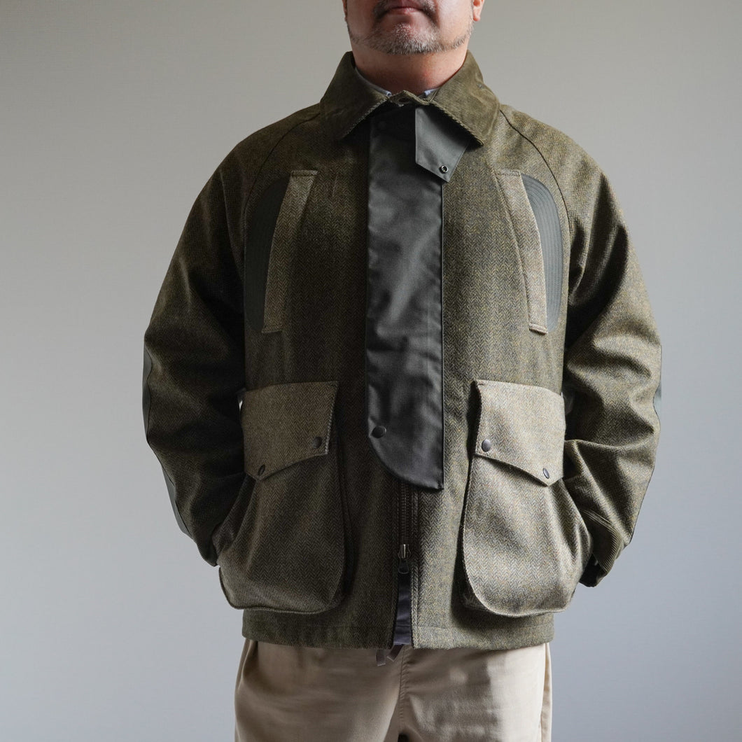 MOON TWEED 3 LAYERED JACKET - OLIVE × GREEN -