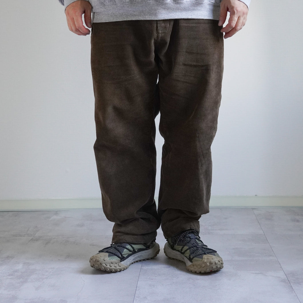 Courduroy Wide Tapered Pants -BROWN-