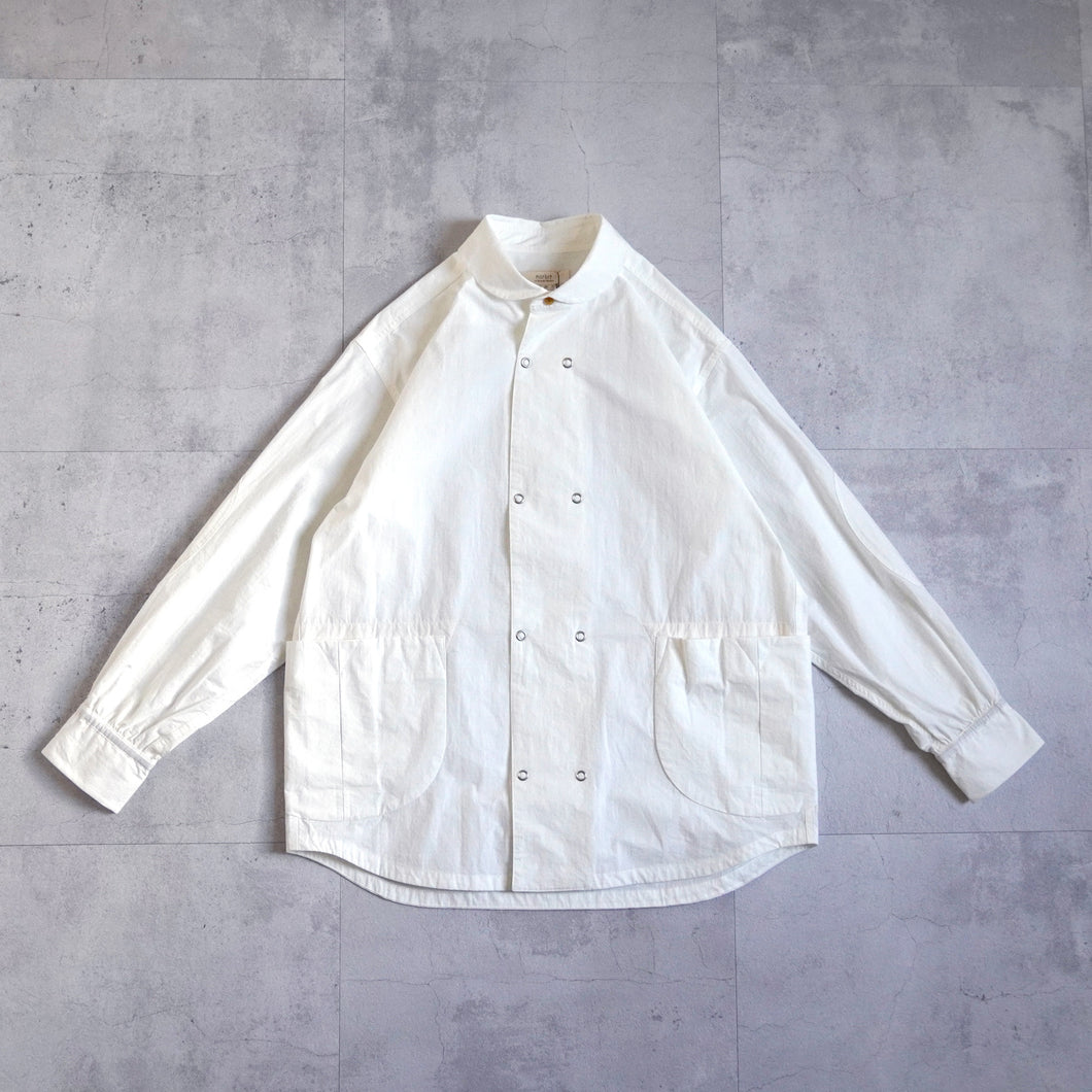 Front Double Shirts Jacket -White-